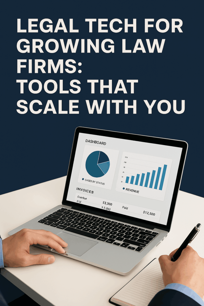 Modern legal technology dashboard showing scalable tools for law firm profitability